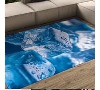 Bleu Style Moderne Tapis De Sol Refroidissement 3D Motif Glaçon Tapis D’intérieur À Pou Lavable pour Salon Chambre Cuisine Bureau 100 x 150 cm