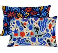 Bleu Taie Oreiller 40 x 60 Rouge Taie d'oreiller 40x60 Protege Oreiller Rectangulaire Housse de Coussin Super Doux Taies D'oreillers Recto Verso Housse Coussin Decoratif, Chambre Lit Decoratif R-548