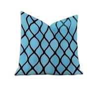 Bleu Taie Oreiller 55x55 cm Housse Coussin Ondulation Double Face Imprimé, Velours Carré Protege Oreiller de Canap pour Salon Chambre Lit Jardin Terrasse Decor Cadeaux, Quatre Saisons, Lot de 1 2B-578