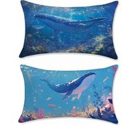 Bleu Taie Oreiller 60x90 Animal Coussin Canape Lot de 2 Velours Housse Coussin Coussins Canapé, Taie d'oreiller Rectangulaire Coussins Décoratifs Exterieures Imperméable, Decoration Maison z-481