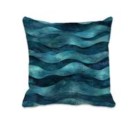 Bleu Taie Oreiller 65x65 cm Housse Coussin Ondulation Double Face Imprimé, Lin Carré Protege Oreiller de Canap pour Salon Chambre Lit Jardin Terrasse Decor Cadeaux, Quatre Saisons, Lot de 1 2B-492