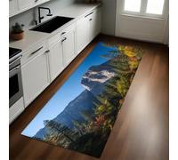 Bleu Tapis de Cuisine Géoparc Montagnes Tapis de Couloir Devant Évier Antidérapant Absorbant Lavable Salon Salle de Bain Entrée 50 x 80 cm