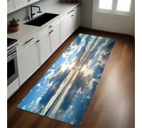 Bleu Tapis de Cuisine Lever de Soleil sur la Plage à marée Basse 40 x 120 cm Antidérapant Lavable Devant Évier Absorbant et Doux pour Cuisine Couloir Salon et Entrée