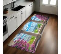 Bleu Tapis de Cuisine Long 50 x 150 cm Arche de Lilas Antidérapant Lavable Confortable Devant Évier Multi-usages pour Salon, Chambre, Buanderie