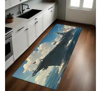 Bleu Tapis de Cuisine navires de Guerre océaniques Tapis de Couloir Devant Évier Antidérapant Absorbant Lavable Salon Salle de Bain Entrée 50 x 80 cm