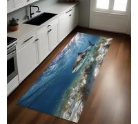Bleu Tapis de Cuisine Requins de l'océan Requins-Tigres Antidérapants Lavables 60 x 180 cm pour Cuisine Couloir Salon Chambre Salle de Bain