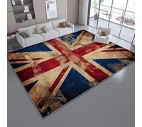 Bleu Tapis De Salon, à Poils Courts Effet 3D 80 x 150 cm - AntidéRapant Moelleux Et Style Rétro Art Numérique Drapeau Britannique pour Chambre à Coucher Salon Chambre d'enfant