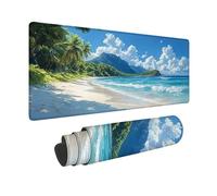 Bleu Tapis de Souris XXL 80x30cm, Tapis Souris OcéAn Sous Main Bureau avec 3MM Bords Cousus, Imperméable Mouse Pad Base en Caoutchouc Antidérapant Surface pour Gamer, Ordinateur, PC, Cadeau -hjw2601C5