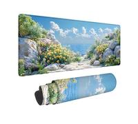 Bleu Tapis de Souris XXL 80x30cm, Tapis Souris OcéAn Sous Main Bureau avec 3MM Bords Cousus, Imperméable Mouse Pad Base en Caoutchouc Antidérapant Surface pour Gamer, Ordinateur, PC, Cadeau -hjw2601V8