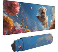 Bleu Tapis de Souris XXL 900 x 400 x 4 mm Grand Tapis Souris Chien Mouse Pad Accessoire Bureau, Lavable, Base en Caoutchouc Antidérapant, Imperméable Mousepad pour Bureau Decor, Cadeau Femme w-2713