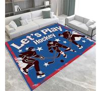 Bleu Tapis De Zone Athlète De Hockey sur Glace Tapis De Zone Imprimé À Poils Courts 120 x 170 cm Antidérapant Et Lavable en Machine, Idéal pour Salon Chambre À Coucher Chambre d'enfant