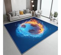 Bleu Tapis Salon 60 x 90 cm, Lavable en Machine Super Doux et Antidérapant Grand Tapis Salon - Surréalisme Sport Football Doux Poil Court pour Chambre Adulte Salle à Manger Cuisine Entrée et Maison