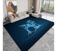 Bleu Tapis Shaggy Lavable 80 x 150cm - Moelleux et Antidérapant Caoutchouc Anti-Sable Tapis, Effets de lumière néon kit de Batterie Musicale pour Salon Couloir Salle D'étude Décorations Intérieures