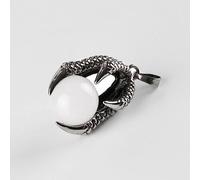 Bleu Turquoise Rouge Agate Bleu Sable Naturel Rond Gem Pierre Perles Dragon Claw Wrap Pendentifs pour Collier Boule Gothique Hommes Rétro Cristal Femmes Bijoux, Pierre Blanche, Taille Unique