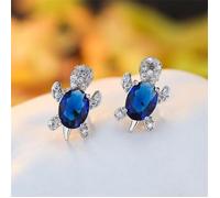 Bleu Violet Ovale dégradé Zircon Arc-en-Ciel Pierre Tortue Boucles d'oreilles pour Femmes Bijoux de Mode Multicolore Cristal B[409]