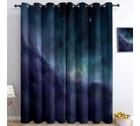 Bleu-Violet Rideau À Oeillets, 140 L X 260 H cm 2 Panneaux Rideaux Occultants Chambre en Fantastique Espace Galaxie - Salon Et Chambre Enfant Décoration De Fenêtre