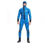 Bleu,XXL,Combinaison Intégrale 5 mm Homme avec Capuche, Néoprène SCR Camouflage, Combinaison de Plongée avec Fermeture Éclair Frontale, Combinaison Thermique pour Eau Froide pour Plongée sous-Marine