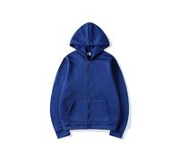 (Bleu-XXL) Gilet de sport décontracté à capuche zippé, style hip-hop streetwear, idéal pour le skateboard.