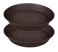 Bleuhome 2 Pack of 20 22 inch Plant Saucer, 3.6" Depth Tray, Large Deep Heavy Duty Saucers for Pots, Garden Plastic Flower Plant Trays for Indoors Outdoor, Tray for Planter 19-23" (Brown)