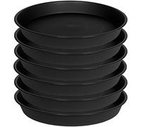 Bleuhome Lot de 6 soucoupes Rondes en Plastique Robuste de 30,5 cm pour Pots, soucoupes de Fleurs pour intérieur, Assiette de Jardin, Plateaux pour Pot de Fleurs de 25,4 cm/27,9 cm/30,5 cm (Noir)
