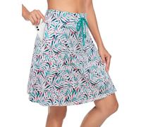 BLEVONH Jupe de golf pour femme de 50,8 cm, longueur genou, jupe-short avec cordon de serrage à la taille, jupes de tennis avec poches, Vert (tweed), Taille M