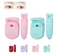 Blevora Eyelash Curler, Blevora Nutrient Lash Curler, Portable Wide Angle Long Lasting Lash Lift, Gentle Lash Tool, Professional Travel Makeup Tools for All Eye Shapes (Pink+Green)