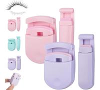 Blevora Eyelash Curler, Portable Gentle Makeup Tool for Lifted Lashes, with Soft Lash Silicon Pads, Wide Angle Long Lasting Partial Professional Mini Folder for All Eye Shapes (Pink + Purple)