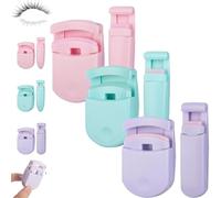 Blevora Eyelash Curler, Portable Gentle Makeup Tool for Lifted Lashes, with Soft Lash Silicon Pads, Wide Angle Long Lasting Partial Professional Mini Folder for All Eye Shapes (Pink + Green + Purple)