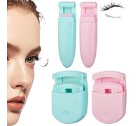 Blevora Eyelash Curler, Portable Travel Eyelash Curler, Wide Angle Long Lasting Partial Professional Mini Eye Eyelashs, Gentle Lash Tool for Lifted Lashes All Eye Shapes (pink+ blue)