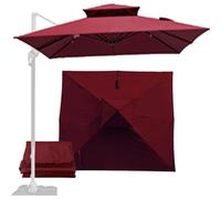 BLGVGKLPNT Auvent de Rechange pour Déporté Parasol de Terrasse, 3 x 3 m, 2.5 x 2.5 m Auvent de remplacement pour parasol de 8 baleines,Carré Toile de Rechange (Bordeaux,2.5×2.5M(8.2ft×8.2))