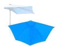 BLGVGKLPNT Parasol 2.7m Demi-Rond, Parasol de Balcon Semi-Circulaire pour Petit Jardin ou Terrasse, UV Protection (Bleu,2.7m-5 ribs)