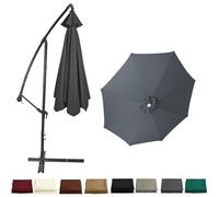 BLGVGKLPNT Rechange Toile De Parasol De Jardin,Auvent De Remplacement pour Parasol 4.0m/3.5m/3.0m/2.8m/2.7m/2.5m/2.3m 6/8 Baleines,Déporté Remplacement, Protection UV (6ribs:3.0m/9.8ft,Gris)