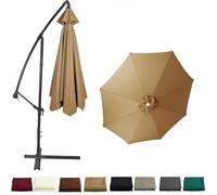 BLGVGKLPNT Rechange Toile De Parasol De Jardin,Auvent De Remplacement pour Parasol 4.0m/3.5m/3.0m/2.8m/2.7m/2.5m/2.3m 6/8 Baleines,Déporté Remplacement, Protection UV (8ribs:2.30m/7.5ft,Kaki)