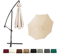 BLGVGKLPNT Rechange Toile De Parasol De Jardin,Auvent De Remplacement pour Parasol 4.0m/3.5m/3.0m/2.8m/2.7m/2.5m/2.3m 6/8 Baleines,Déporté Remplacement, Protection UV (8ribs:3.5m/11.5ft,Beige)