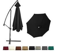 BLGVGKLPNT Rechange Toile De Parasol De Jardin,Auvent De Remplacement pour Parasol 4.0m/3.5m/3.0m/2.8m/2.7m/2.5m/2.3m 6/8 Baleines,Déporté Remplacement, Protection UV (8ribs:2.5m/8.2ft,Noir)