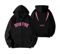 BLI-NK Album Born Pink Sweat à capuche K-pop Support imprimé Merch Sweat-shirt en coton avec fermeture éclair(B black,L)