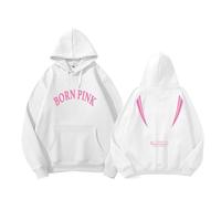 BLI-NK Album Born Pink Sweat à Capuche Support imprimé Merch Sweat-Shirt en Coton avec Fermeture éclair(White,L)