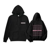 BLI-NK Album Born Pink Sweat à Capuche Support imprimé Merch Sweat-Shirt en Coton(Black-Fleece,S)