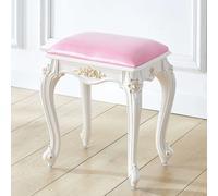 Bliajkswyr Tabouret de Coiffeuse de Style Victorien avec Coussin rembourré, siège Ottoman avec Pieds Blancs, Tabouret de Coiffeuse carré Vintage, Hauteur d'assise 43 cm(Pearl White Leather)