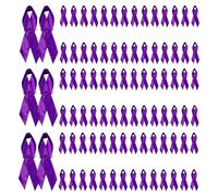 Bliceon Lot de 100 broches en ruban de satin pour sensibilisation à la violence domestique, au lupus, à la maladie d'Alzheimer, au cancer du pancréas, avec nœud violet