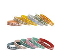 Bliceon Lot de 12 bracelets de motivation en allemand, bracelets en silicone avec dictons inspirants, ensemble de bracelets de puissance pour adolescents, femmes et hommes - Cadeau pour motivation et