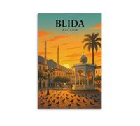 Blida Affiche de voyage vintage Algérie - Photo murale à suspendre - Décoration de chambre à coucher - 30 x 45 cm