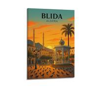 Blida Algérie Affiche de voyage vintage Art peinture sur toile Décoration murale Photo Décoration d'intérieur moderne 20 x 30 cm