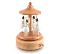 BLIENKREBY Boîte à Musique Ballerine en Bois, Boîte à Musique à Tirage Rotatif Windup, Mécanisme Artisanat Musical Boîte à Musique en Bois, avec Canon ré Majeur, Jouet en Bois Cadeau