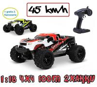 Blij ´ R Speed Rot Télécommandé RC Auto 45 Km/H , 1:18, 2 Accus , Tout Terrain
