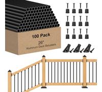 BLIKA Lot de 100 balustres de terrasse en aluminium de 66 cm avec connecteur de balustre réglable, balustres ronds noirs en aluminium de 1,9 cm pour balustres de terrasse, balustres d'escalier en