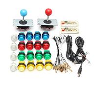 BliliDIY Boutons De Commutation De Couleurs Complètes 2 Encodeur USB 2 Joysticks Kit De Bricolage Bleu Rouge pour Contrôleur De Jeu Acarde