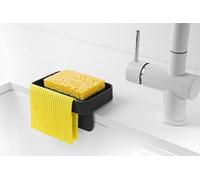 Blim Plus - Porte-brosse à dents Battigia Carbon Black avec ventouses - Support éponge en tissu sec sur surfaces lisses - Fabriqué en Italie