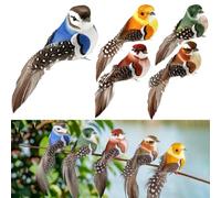 BlinBlin 5 PCS Oiseaux Decoratifs, Oiseau en Mousse Artificielle | Décorations de Noël imitation Oiseaux, Oiseaux de Jardin pour Décoration D'arbre de Noël, Décoration de Fête à Domicile