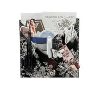 Blind Date with a Book - Coffret cadeau avec boîte à aveugles sur le thème du livre de style gothique, comprend un porte-clés en résine, des marque-pages, des autocollants pour lecteurs, écrivains